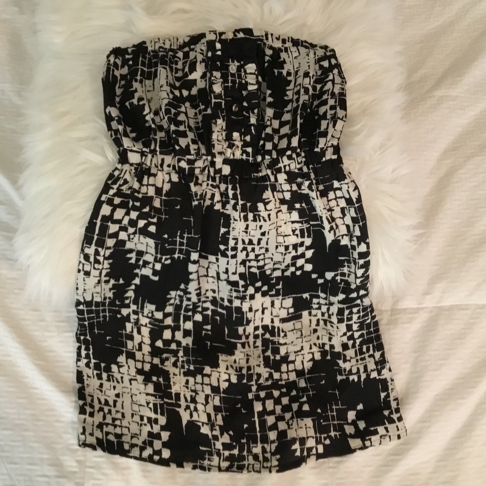 Mind Code Black and White Multi Bandeau Dress